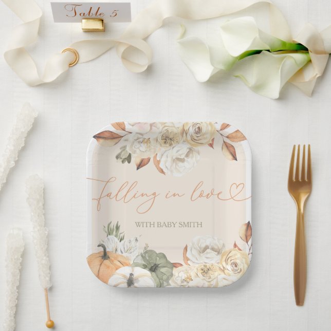 Herbstdusche in der Liebe Pappteller (Hochzeit)