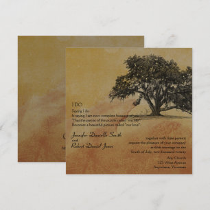 Herbsteiche Bäume und Streichellichter Hochzeit Einladung
