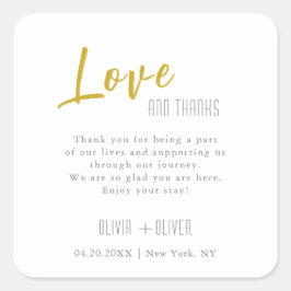 Herbsteiche Blätter Hochzeit Liebe und Dank Quadratischer Aufkleber