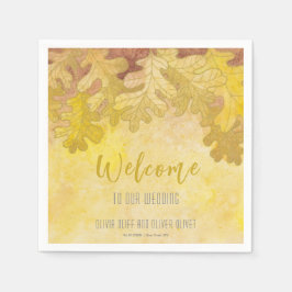 Herbsteiche Blätter Hochzeit Willkommen Serviette