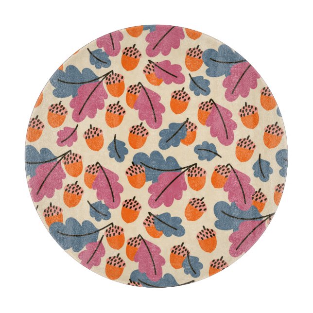 Herbsteiche: Blätter und Acornmuster Schneidebrett (Vorderseite)