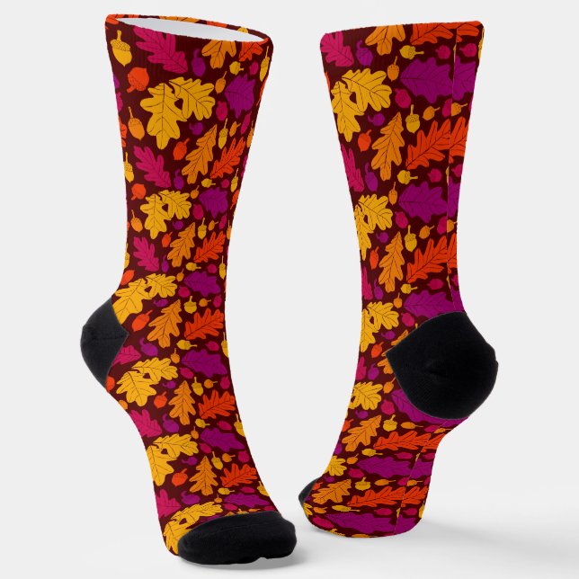 Herbsteiche Blätter und Acorns Gemustert Socken (Gewinkelt)