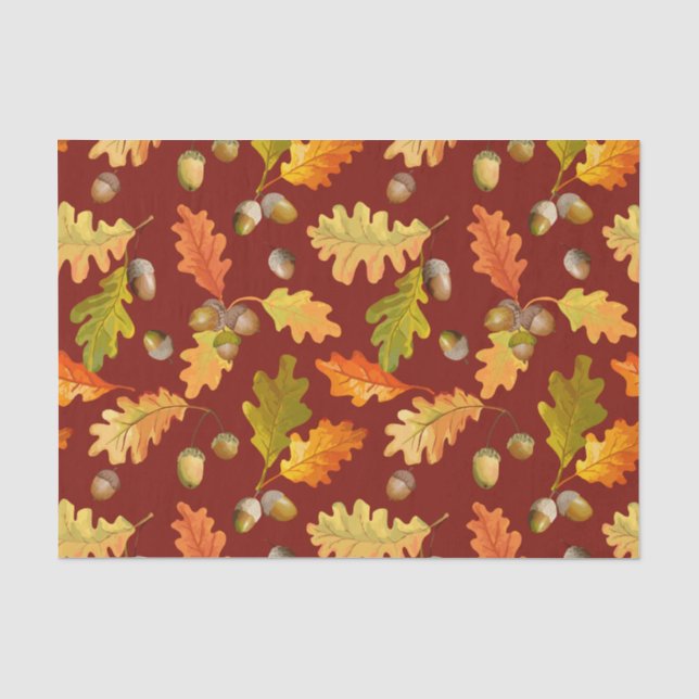 Herbsteiche Blätter und Acorns Natur Seidenpapier (Vorderseite)