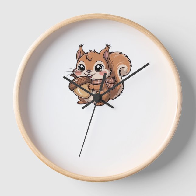 Herbsteichhörnchen Klassischer T - Shirt Uhr (Vorderseite)