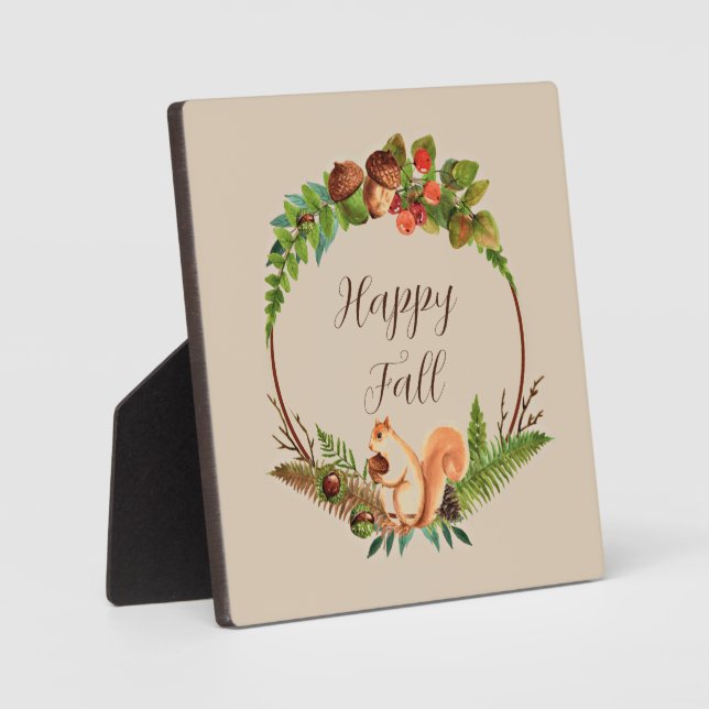 Herbsteichhörnchen und Natur mit anpassbarem Text Fotoplatte (Vorderseite)