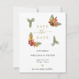Herbstelegante Hochzeit Save the Date Ankündigung