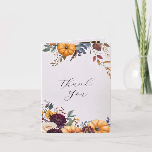 Herbsteleganz Hochzeit geklappt Dankeschön Karte (Vorderseite)