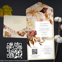 Herbsteleganz, Hochzeit im Herbst einladen mit QR-