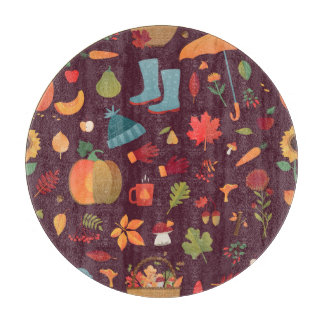 Herbstelemente, dunkler Hintergrund, Vintag Schneidebrett