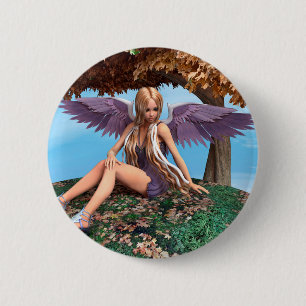 Herbstengel Wald-Fantasie-Kunst Button