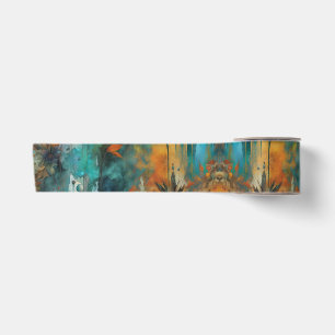 Herbsternte Aquamarine Rostgold Abstrakt Satinband