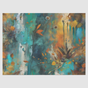 Herbsternte Aquamarine Rostgold Abstrakt Seidenpapier