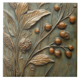 Herbsternte Botanische Beeren-Faux-Relief Fliese