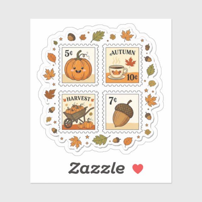 Herbsternte Briefmarke Sticker - Cosy Pumpki (Blatt)
