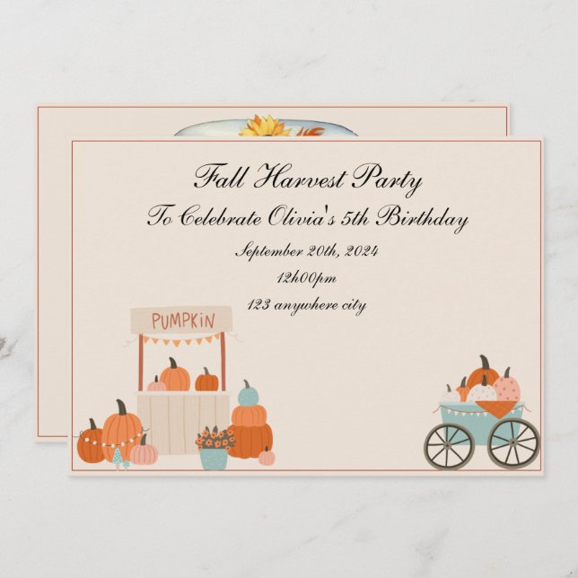 Herbsternte Einladung (Vorne/Hinten)