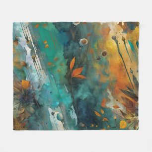 Herbsternte Farbe Aquamarin Rust Gold Abstrakt Fleecedecke