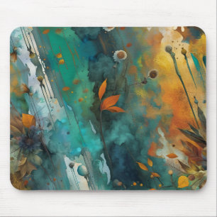 Herbsternte Farbe Aquamarin Rust Gold Abstrakt Mousepad