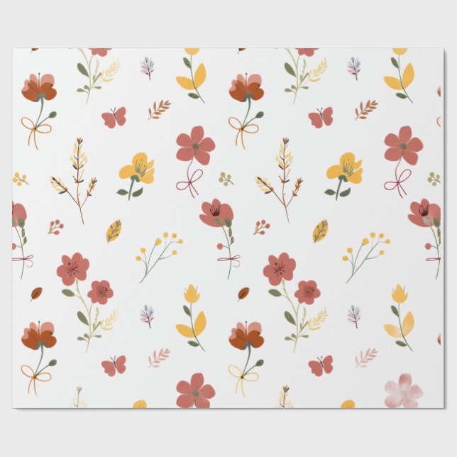 Herbsternte Floral Geschenkpapier (Flach)