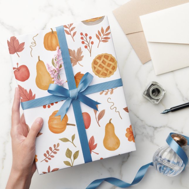 Herbsternte - Herbstlaub, Pumpkins und gemütlich Geschenkpapier (Schenken)