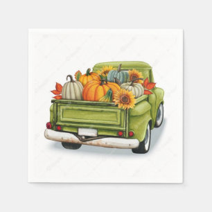 Herbsternte in einem grünen Lastwagen Napkins Serviette
