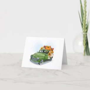 Herbsternte in einem grünen LKW Vielen Dank Dankeskarte