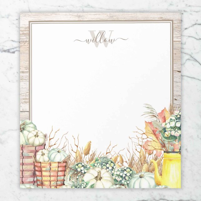 Herbsternte Mit Monogramm Notepad Notizblock (Von Creator hochgeladen)