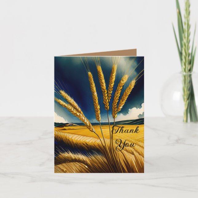 Herbsternte Prärie Gold geklappt Dankeschön Karte (Vorderseite)