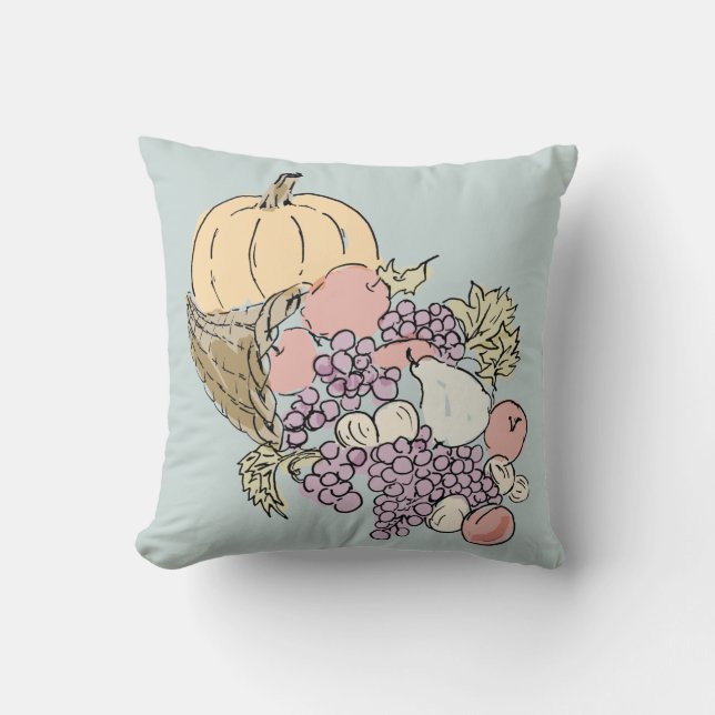 Herbsternte Pumpkin Peach Painting Throw Kissen (Vorderseite)