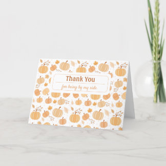Herbsternte Pumpkin und Leaf Pastel Muster Dankeskarte