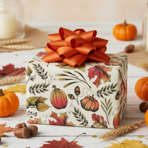 Herbsternte Pumpkins, Acorns und Herbstlaub Geschenkpapier