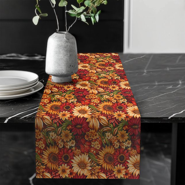 Herbsternte Pumpkins & Blooms Tischläufer (Autumn Harvest Pumpkins & Blooms Table Runner)