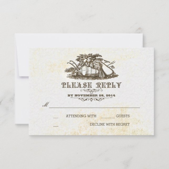 Herbsternte rustikale Hochzeit RSVP Karte (Vorderseite)
