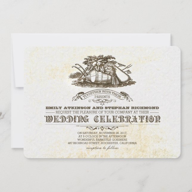 Herbsternte rustikale Land Hochzeitseinladungen Einladung (Vorderseite)