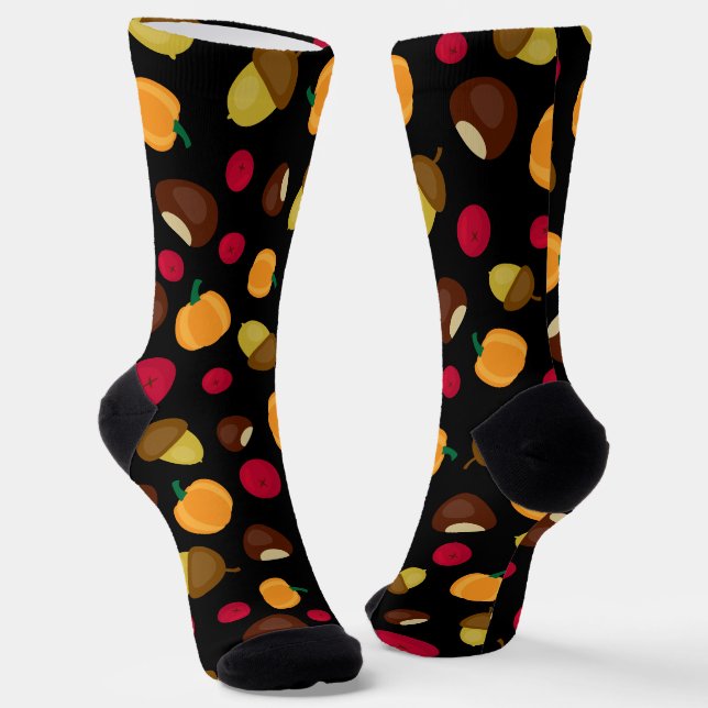 Herbsternte Schwarz Muster Socken (Gewinkelt)