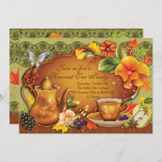 Herbsternte Tee-Party Einladung