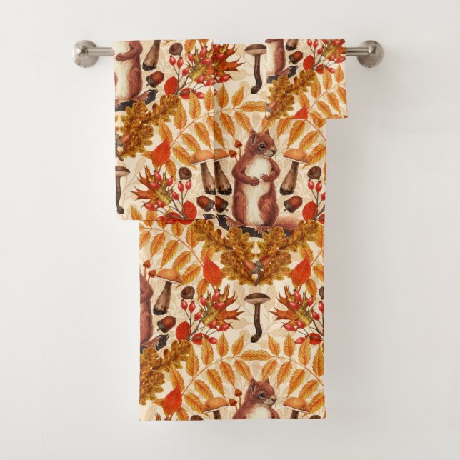 Herbstfalke auf Weiß Badhandtuch Set (Insitu)