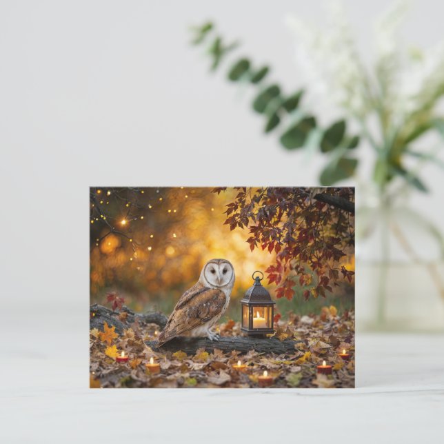Herbstfall Äquinoktische Schüssel und Laterne Feiertagspostkarte (Stehend Vorderseite)