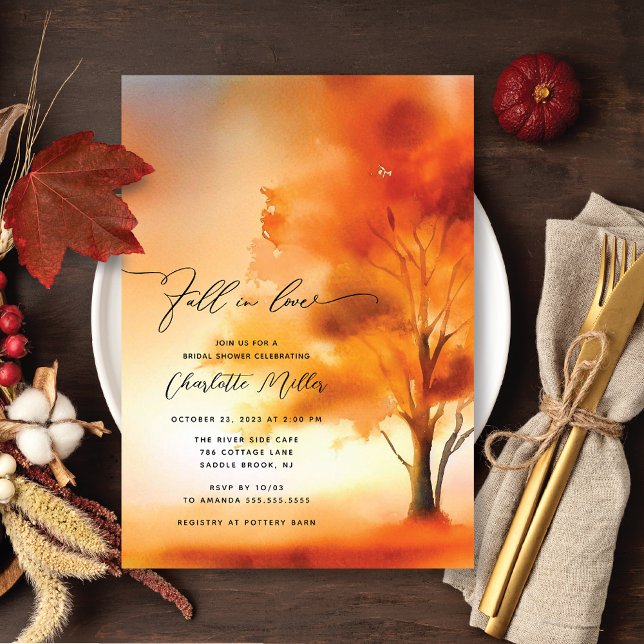 Herbstfall Bäume Brautdusche Einladung Liebe (Von Creator hochgeladen)