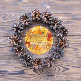 Herbstfall Blätter Wreath Happy Thanksgiving Runder Aufkleber