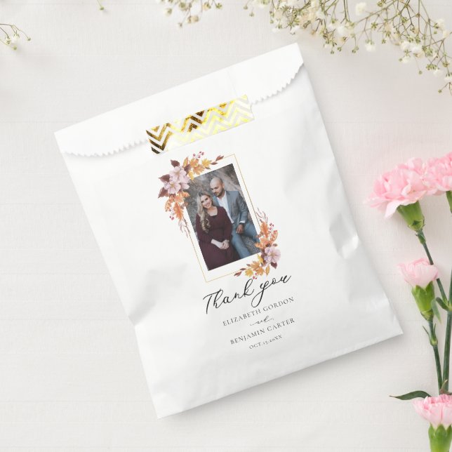 Herbstfall Blumenhochzeit Elegantes Foto Vielen Da Geschenktütchen (Versiegelt)
