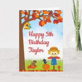 Herbstfall Boy Scarecrow Happy Birthday Karte
