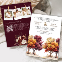 Herbstfall Burgundy Trees Foto QR Code Hochzeit