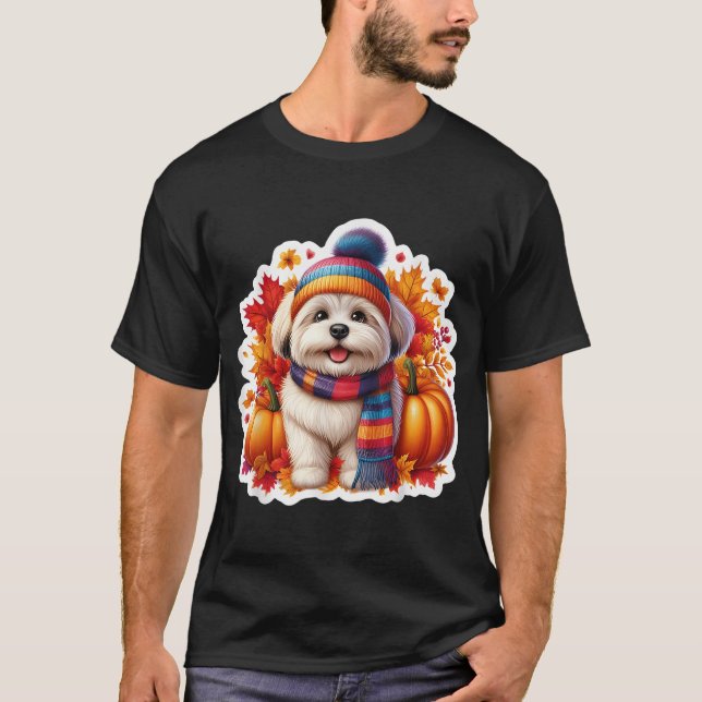 Herbstfall Coton De Tulear Dog Eigentümer Lover T-Shirt (Vorderseite)