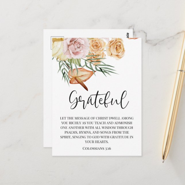 Herbstfall Dankbares Glückwunsch Thanksgiving Post Postkarte (Vorderseite/Rückseite Beispiel)