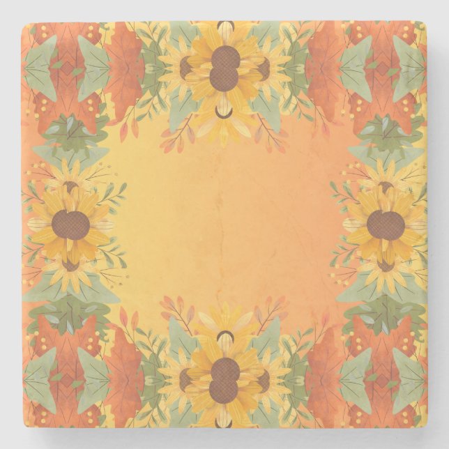 Herbstfall Erntedank Harvest Blume Steinuntersetzer (Vorderseite)