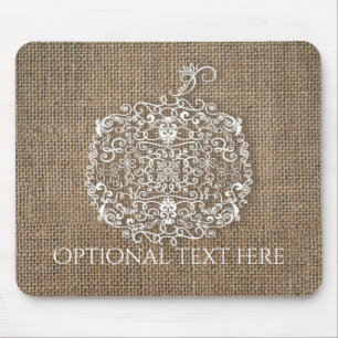 Herbstfall Filigree Pumpkin & Burlap Rustikaler Lo Mousepad