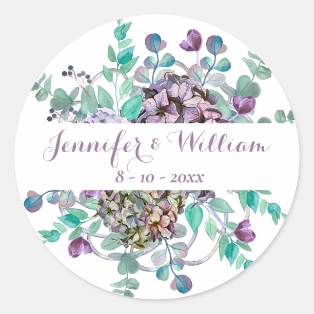 Herbstfall Floral Pumpkin Hochzeit Runder Aufkleber (Vorderseite)