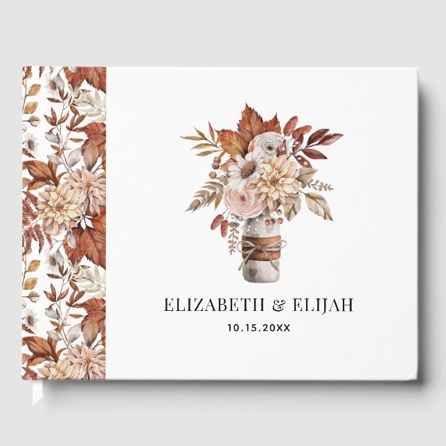 Herbstfall Florale Terracotta Hochzeit Gästebuch (Vorderseite)