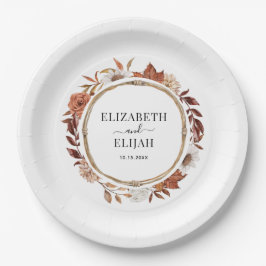 Herbstfall Florale Terracotta Hochzeit Pappteller