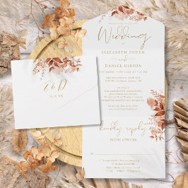 Herbstfall Floralgoldene Details UAWG Hochzeit All In One Einladung